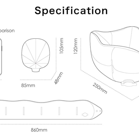 NEW Inflatable Travel Pillow - Pink - Picture 10 of 11